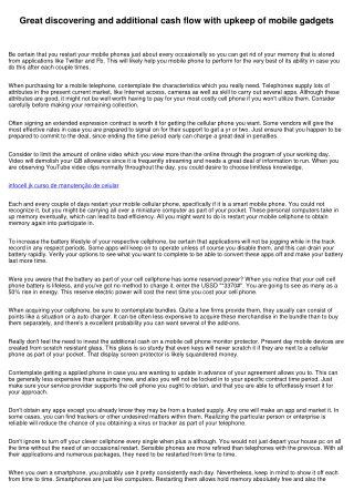 Exceptional finding out and further income with maintenance of mobile products