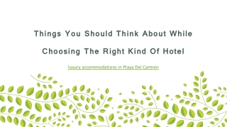 Things You Should Think About While Choosing The Right Kind Of Hotel