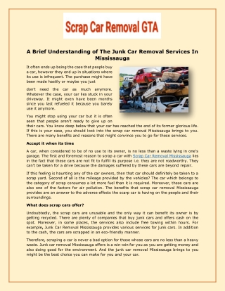 A Brief Understanding of The Junk Car Removal Services In Mississauga