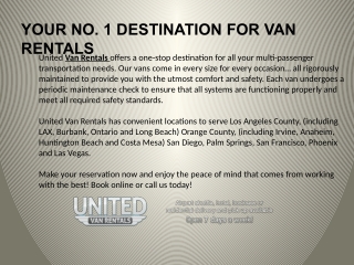 United Van Rentals is Best Rental Service in California and Las Vegas