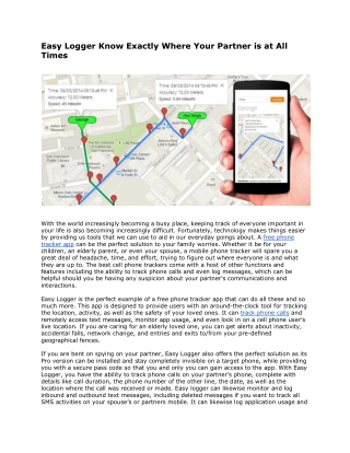 Easy Logger Know Exactly Where Your Partner is at All Times