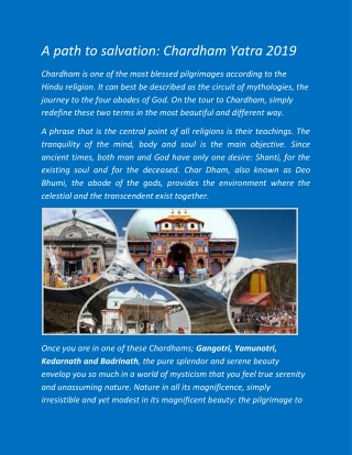 Chardham Yatra Package 2019