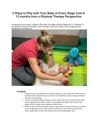 How To Play With Your Baby At Every Stage Training | Physical Therapy