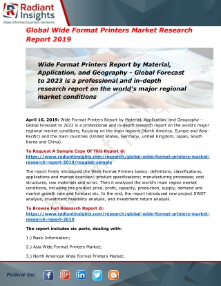 Global Wide Format Printers Market Anticipated to Grow at a Significant Pace by 2023: Radiant Insights Inc