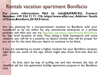 Rentals vacation apartment Bonifacio