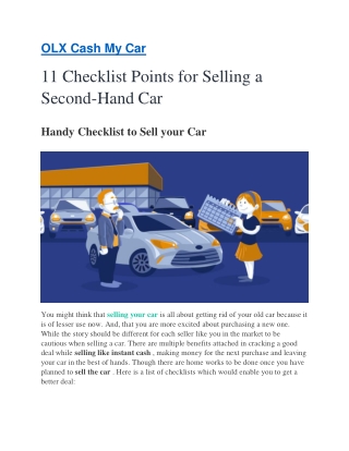 11 Checklist Points for Selling a Second-Hand Car