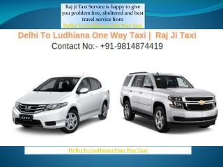 Delhi To Ludhiana One Way Taxi