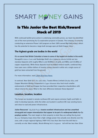 Is This Junior the Best Risk/Reward Stock of 2019