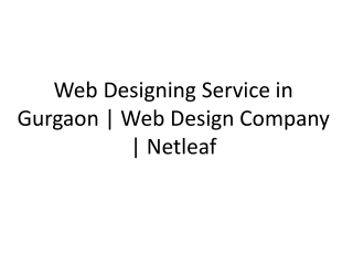 Web Designing Service in Gurgaon | Web Design Company | Netleaf