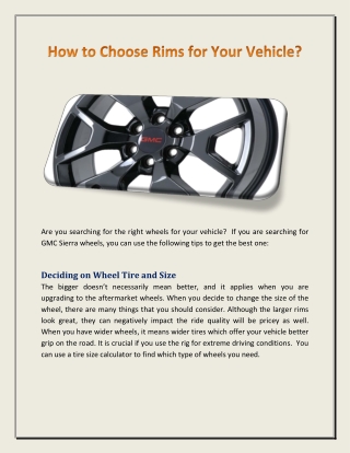 How to Choose Rims for Your Vehicle?