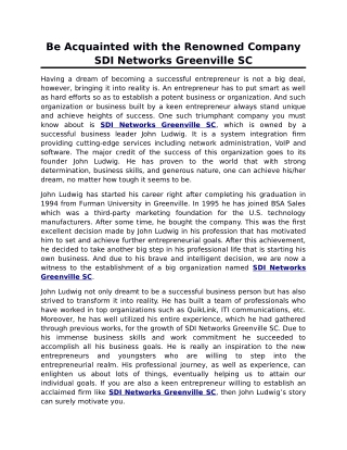 Be Acquainted with the Renowned Company SDI Networks Greenville SC