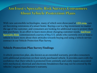 AmTrust’s Specialty Risk Surveys Consumers About Vehicle Protection Plans