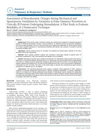 Assessment of Hemodynamic Changes during Mechanical and Spontaneous Ventilation by Variations in Pulse Oximetry Waveform