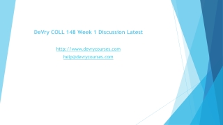 DeVry COLL 148 Week 1 Discussion Latest