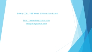 DeVry COLL 148 Week 2 Discussion Latest