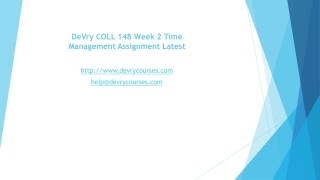 DeVry COLL 148 Week 2 Time Management Assignment Latest