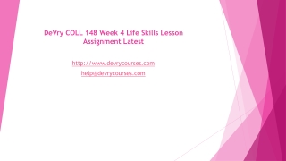 DeVry COLL 148 Week 4 Life Skills Lesson Assignment Latest