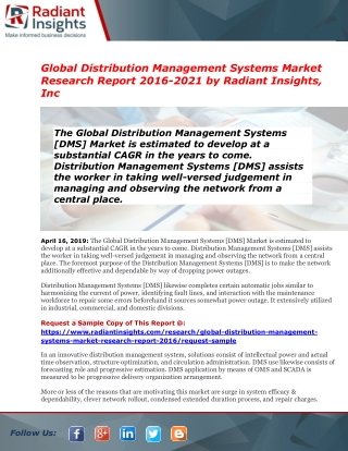 Distribution Management Systems Market to Make Great Impact in Near Future by 2021