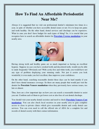 How To Find An Affordable Periodontist Near Me