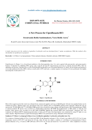 A New Process for Ciprofloxacin HCl