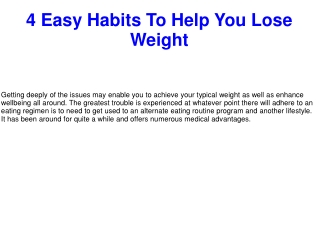 4 Easy Habits To Help You Lose Weight