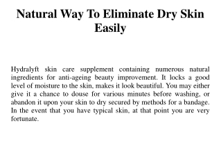 Natural Way To Eliminate Dry Skin Easily