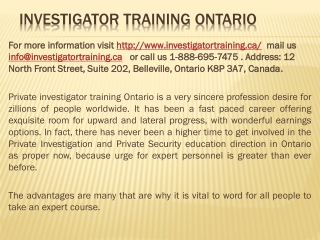 Investigator training Ontario