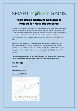 High-grade Uranium Explorer is Poised for New Discoveries