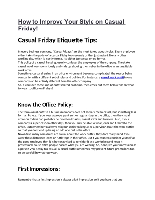 How to Improve Your Style on Casual Friday!