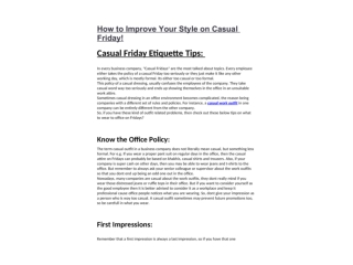 How to Improve Your Style on Casual Friday!
