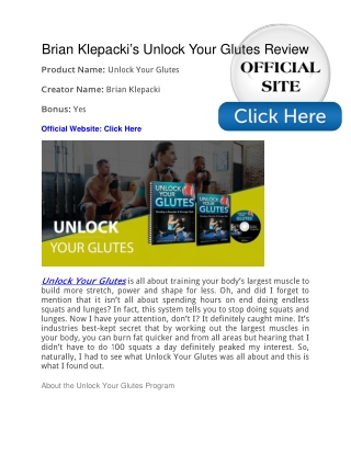 Brian Klepacki’s Unlock Your Glutes PDF Free Download