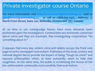 Private investigator course Ontario