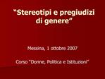 Stereotipi e pregiudizi di genere