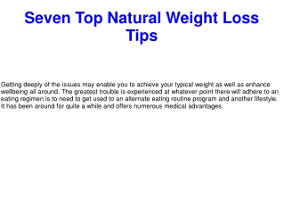 Seven Top Natural Weight Loss Tips