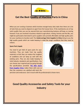 Get the Best Quality of Machine Parts in China