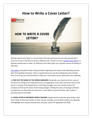 How to Write a Cover Letter?