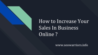 How to Increase Your Sales In Business Online ?