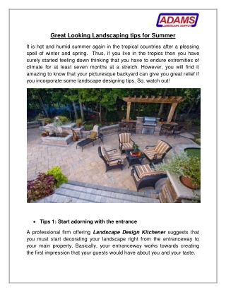 Great Looking Landscaping tips for Summer