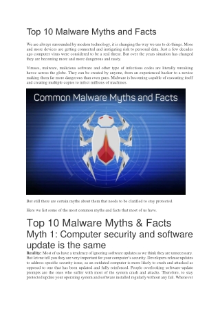 Top 10 Malware Myths and Facts