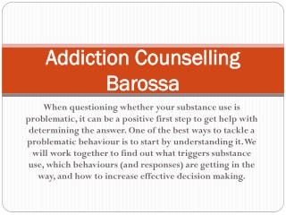 Addiction Counselling Barossa-Barossa Strong