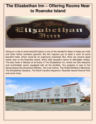 The Elizabethan Inn – Offering Rooms Near to Roanoke Island