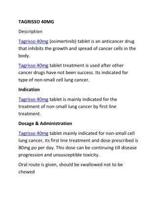 Tagrisso 40 mg (osimertinib) tablet
