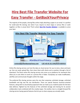 Hire Best File Transfer Website For Easy Transfer – GetBackYourPrivacy