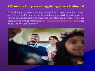 4 Reasons to hire pre wedding photographers in Mumbai