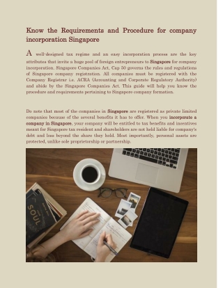 Know the Requirements and Procedure for company incorporation Singapore