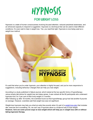 Hypnosis for weight loss