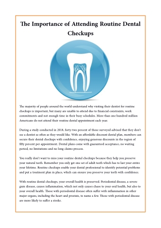 The Importance of Attending Routine Dental Checkups