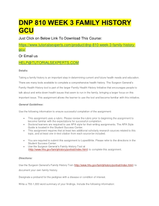 DNP 810 WEEK 3 FAMILY HISTORY GCU