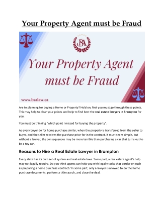 Did You Know Your Property Agent Could be Fraud