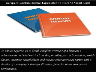 Workplace Compliance Services Explains How To Design An Annual Report